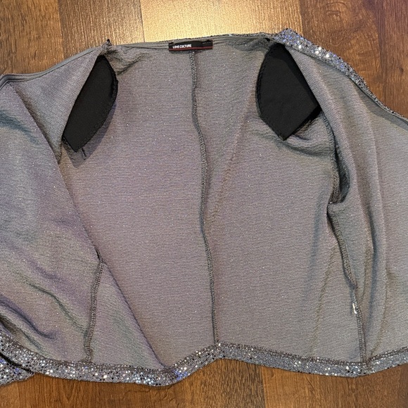 Love Culture Sparkling Silver Sequin Cropped Jacket / Cardigan (small, see ad) - Picture 6 of 14